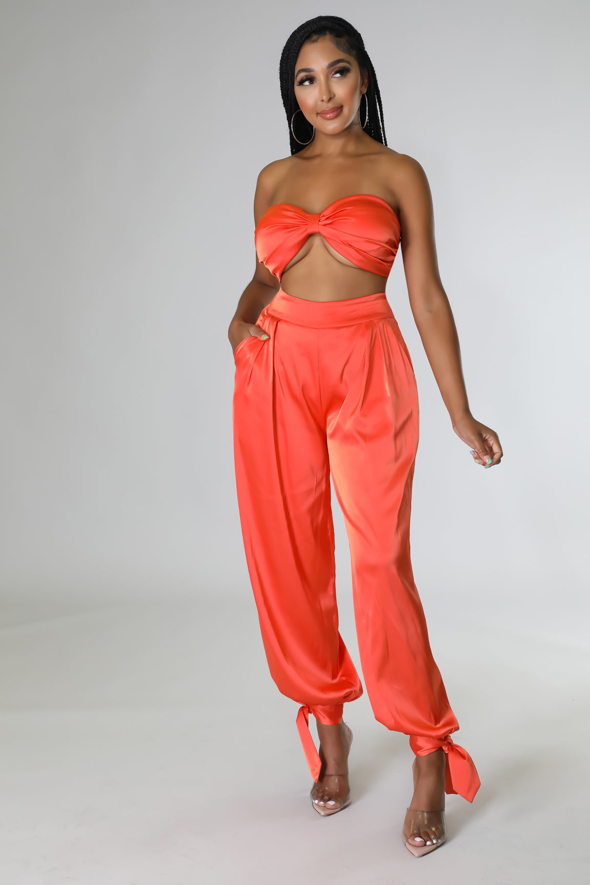 3pc Kari Satin Pant Set ( accessories not included)