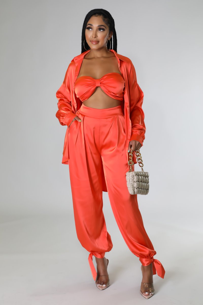 3pc Kari Satin Pant Set ( accessories not included)